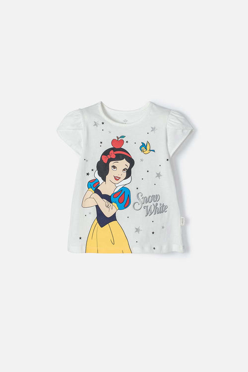 SNOW WHITE T-SHIRT IVORY PRINTED ON FRONT FOR GIRL 2T TO 5T