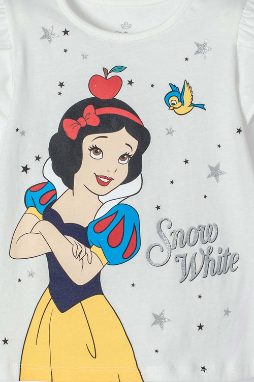 SNOW WHITE T-SHIRT IVORY PRINTED ON FRONT FOR GIRL 2T TO 5T