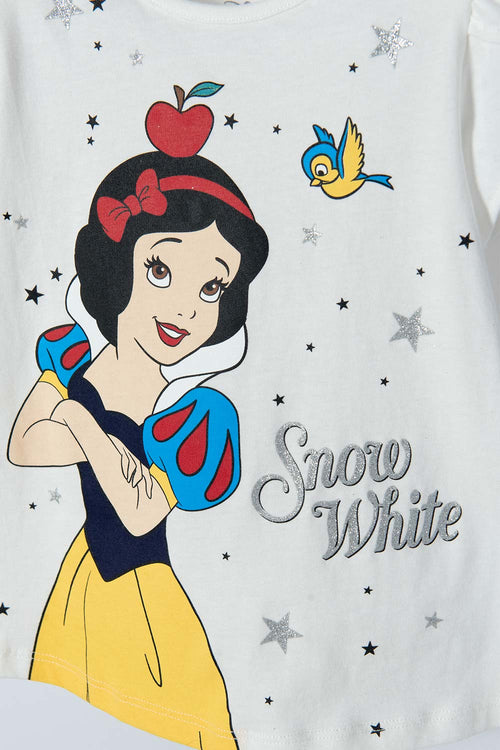 SNOW WHITE T-SHIRT IVORY PRINTED ON FRONT FOR GIRL 2T TO 5T