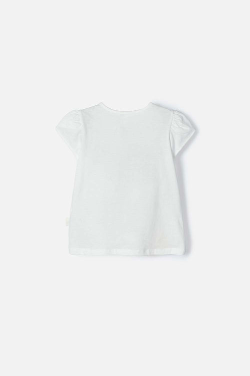 SNOW WHITE T-SHIRT IVORY PRINTED ON FRONT FOR GIRL 2T TO 5T