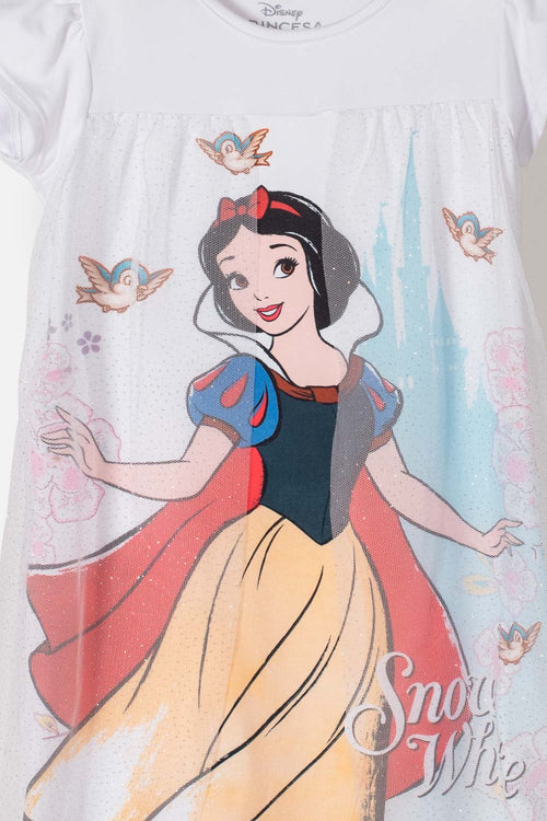 SNOW WHITE WHITE NIGHTGOWN-STYLE PAJAMAS FOR GIRLS SIZES 2T TO 5T