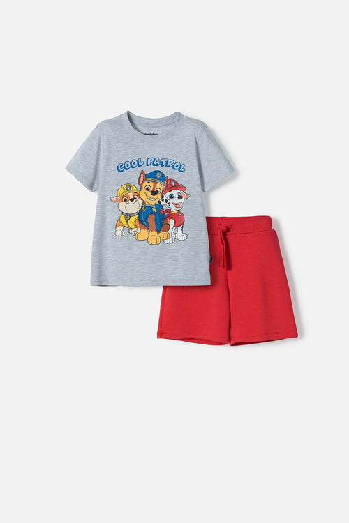 PAW PATROL RED AND HEATHER GRAY OUTFIT FOR BOY 2T TO 6T
