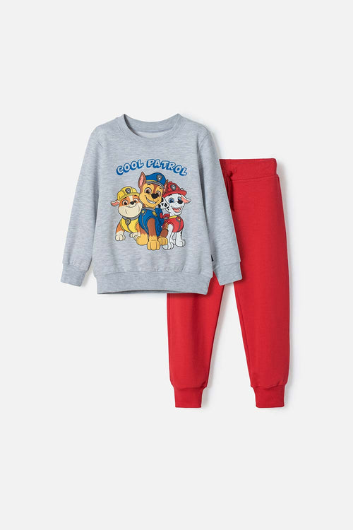 PAW PATROL RED AND GREY HEATHER SET FOR BOYS 2T TO 6T