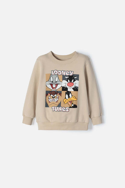 BUZO DE LOS LOONEY TUNES CAQUI CERRADO PARA NIÑO 2T A 5T