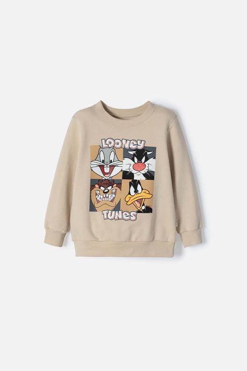 LOONEY TUNES CLOSED KHAKI HOODIE FOR BOYS 2T TO 5T