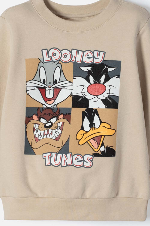 LOONEY TUNES CLOSED KHAKI HOODIE FOR BOYS 2T TO 5T