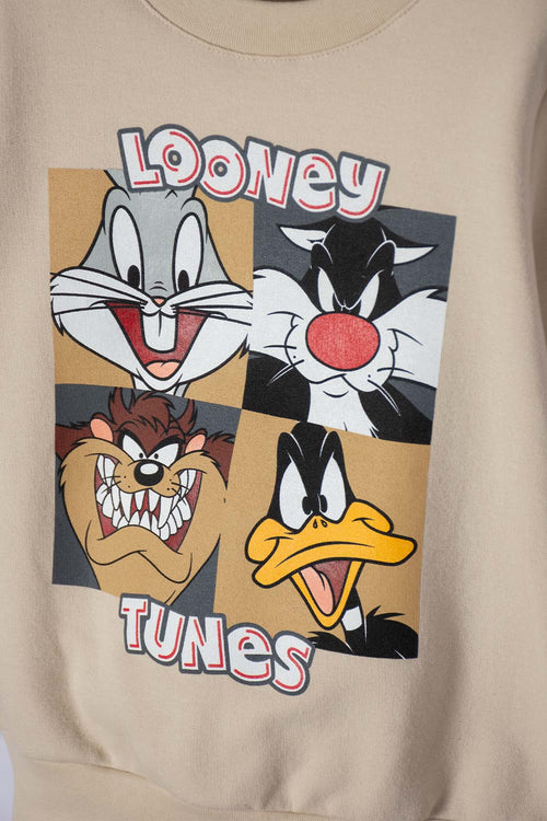 LOONEY TUNES CLOSED KHAKI HOODIE FOR BOYS 2T TO 5T