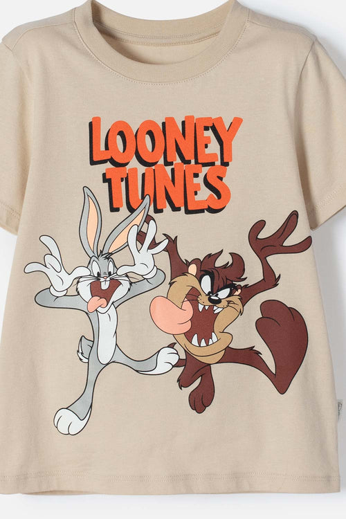 LOONEY TUNES KHAKI AND GRAY SHORTS SET FOR BOYS 2T TO 5T