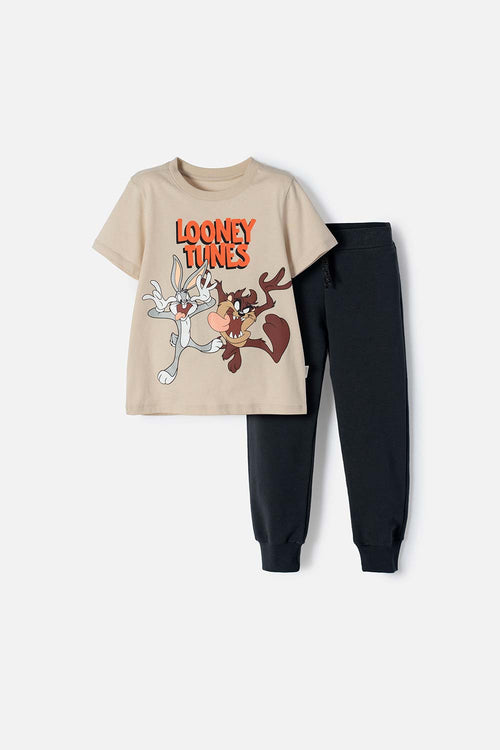 LOONEY TUNES KHAKI AND GREY JOGGER SET FOR TODDLER BOY 2T TO 5T