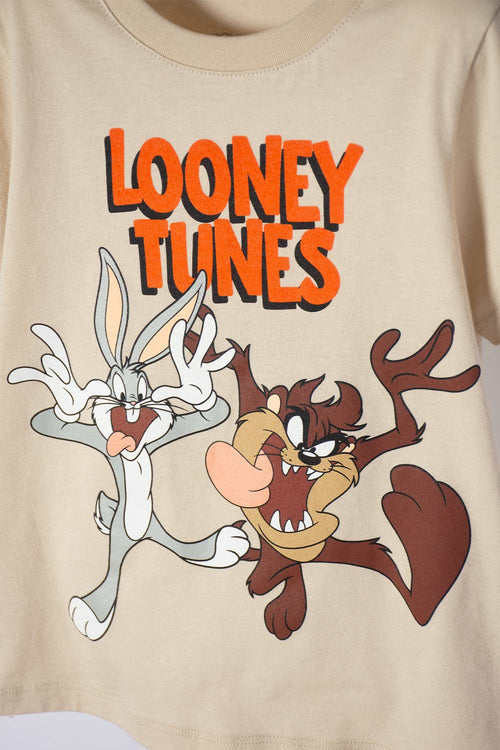 LOONEY TUNES KHAKI AND GREY JOGGER SET FOR TODDLER BOY 2T TO 5T