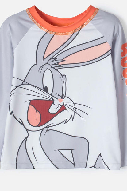 CONJUNTO DE BAÑO DE BUGS BUNNY MULTICOLOR MANGA LARGA PARA NIÑO 2T A 5T