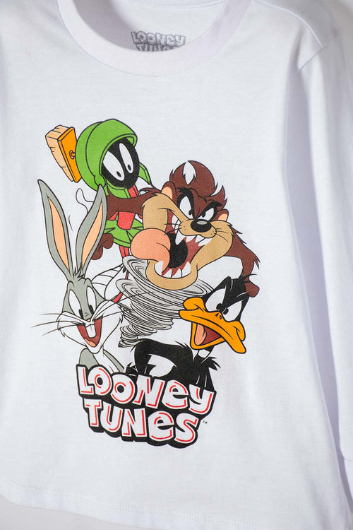 WHITE AND GRAY LOONEY TUNES LONG-SLEEVE PAJAMAS FOR BOYS 2T TO 5T