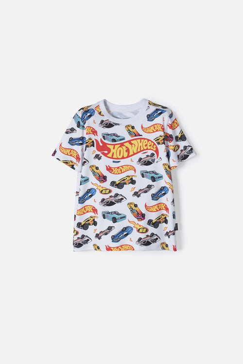 HOT WHEELS SHORT SLEEVE MULTICOLOR T-SHIRT FOR BOYS 2T TO 6T