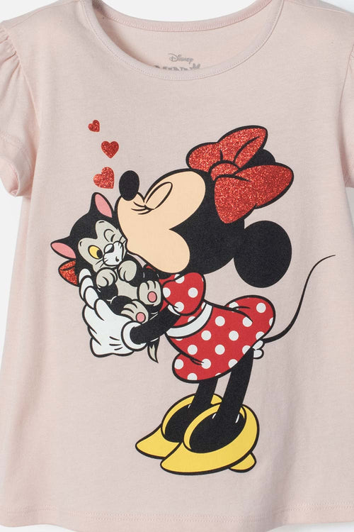 MINNIE MOUSE SHORT SLEEVE T-SHIRT PINK FOR GIRLS 2T TO 5T