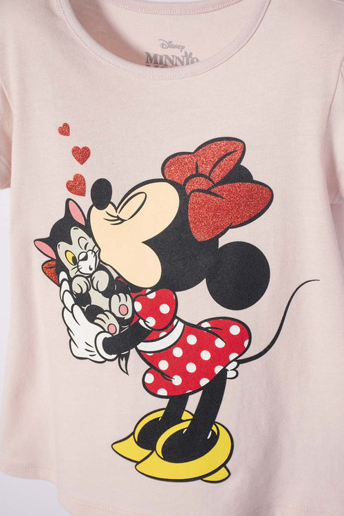 MINNIE MOUSE SHORT SLEEVE T-SHIRT PINK FOR GIRLS 2T TO 5T