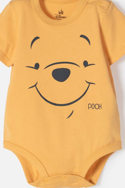 WINNIE THE POOH SHORT SLEEVE MUSTARD BODYSUIT FOR BABY GIRL