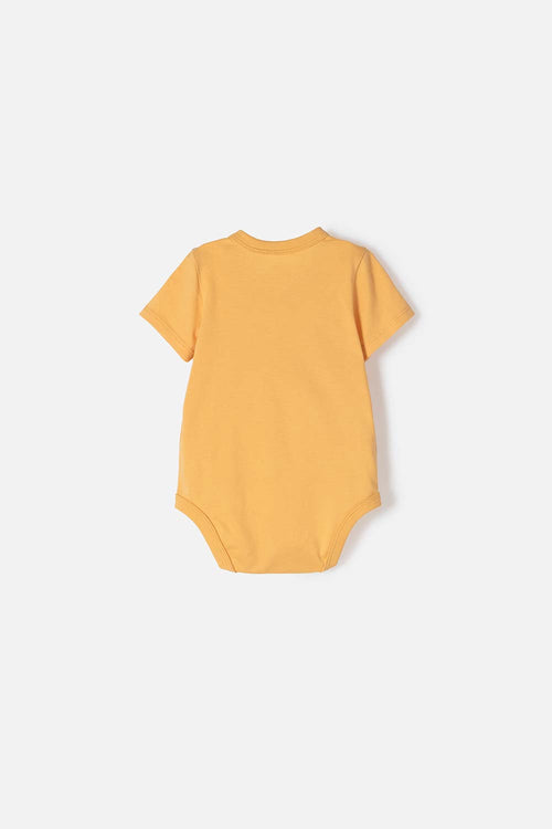 WINNIE THE POOH SHORT SLEEVE MUSTARD BODYSUIT FOR BABY GIRL