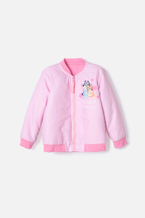 PINK BLUEY JACKET WITH ADJUSTABLE FRONT ZIPPER FOR GIRLS 2T TO 6T