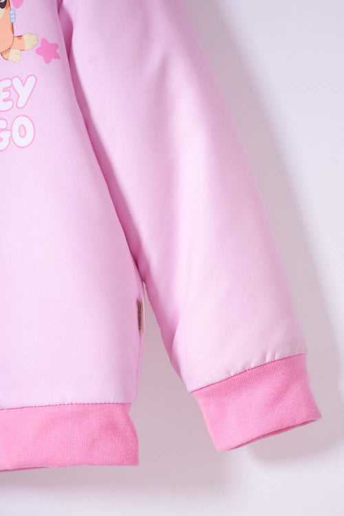 PINK BLUEY JACKET WITH ADJUSTABLE FRONT ZIPPER FOR GIRLS 2T TO 6T