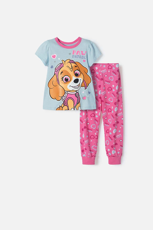 PAW PATROL BLUE AND FUCHSIA SHORT SLEEVE PAJAMAS FOR GIRLS 2T TO 6T