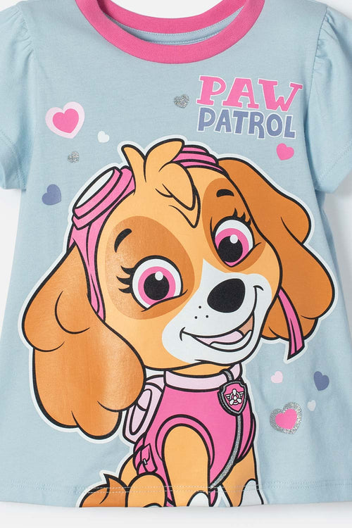PAW PATROL BLUE AND FUCHSIA SHORT SLEEVE PAJAMAS FOR GIRLS 2T TO 6T