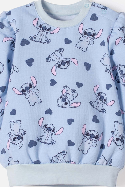 STITCH SKY BLUE LONG PANTS SET FOR BABY GIRL