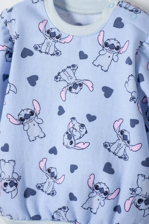 STITCH SKY BLUE LONG PANTS SET FOR BABY GIRL