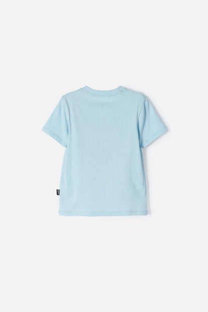 CAMISETA DE SUPERMAN AZUL ESTAMPADA EN FRENTE PARA NIÑO 2T A 5T