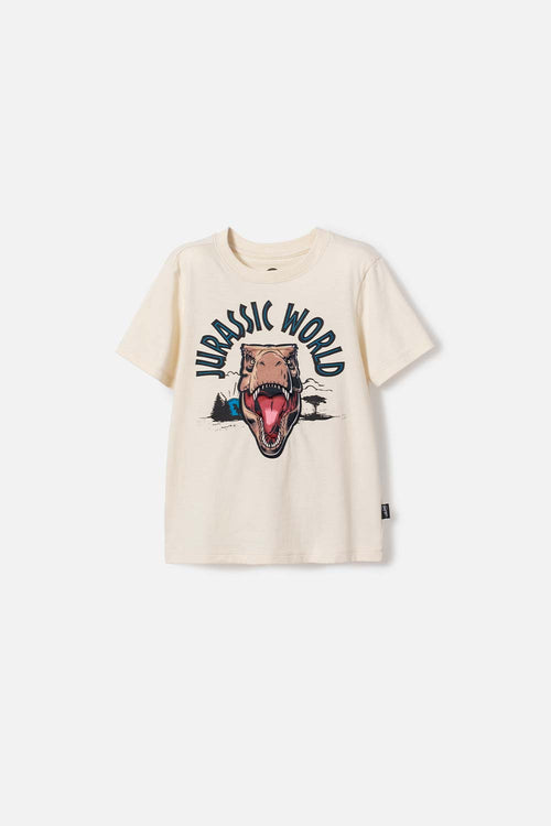 JURASSIC WORLD BROWN SHORT SLEEVE T-SHIRT FOR BOYS 2T TO 5T