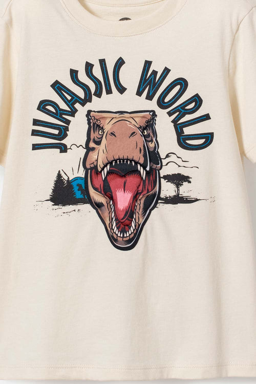 JURASSIC WORLD BROWN SHORT SLEEVE T-SHIRT FOR BOYS 2T TO 5T