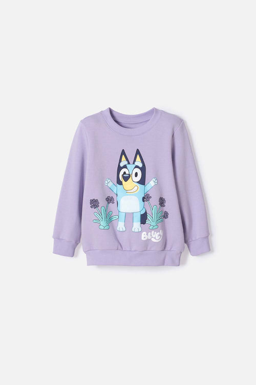BLUEY LILAC PULLOVER SWEATER FOR GIRLS 2T TO 6T