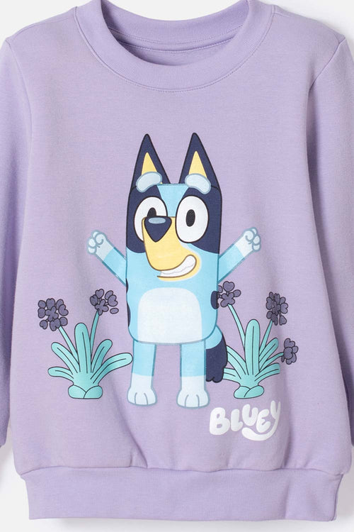 BLUEY LILAC PULLOVER SWEATER FOR GIRLS 2T TO 6T