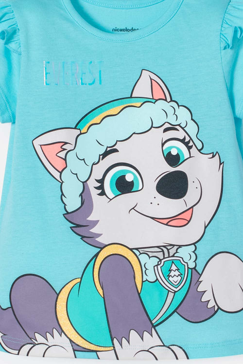 PAW PATROL SHORT SLEEVE TURQUOISE T-SHIRT FOR GIRLS 2T TO 6T