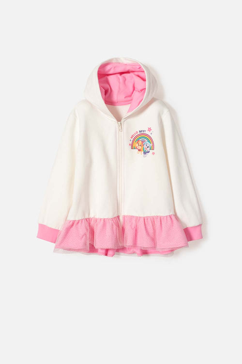 PAW PATROL ZIP-UP HOODIE FOR GIRLS, IVORY AND PINK, SIZES 2T TO 6T