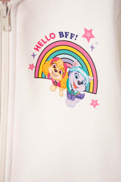 PAW PATROL ZIP-UP HOODIE FOR GIRLS, IVORY AND PINK, SIZES 2T TO 6T