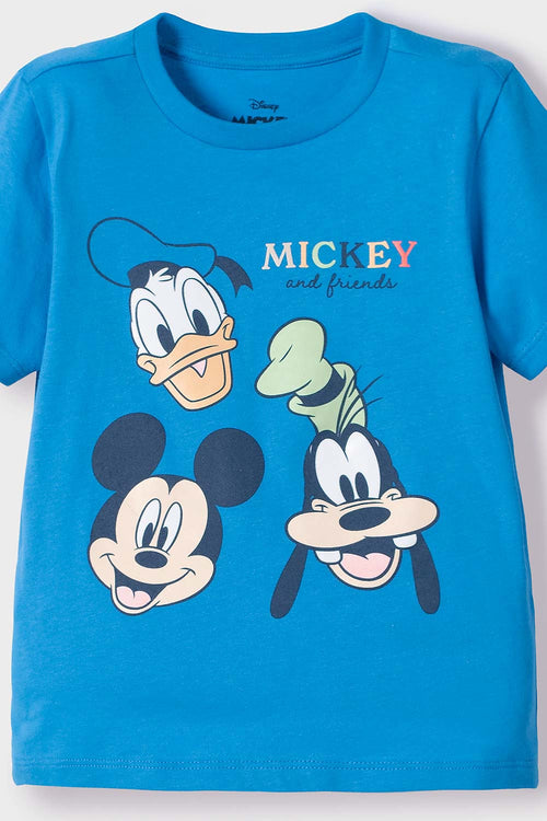 BOY'S DARK BLUE AND IVORY MICKEY MOUSE LONG PAJAMA SET 2T-5T