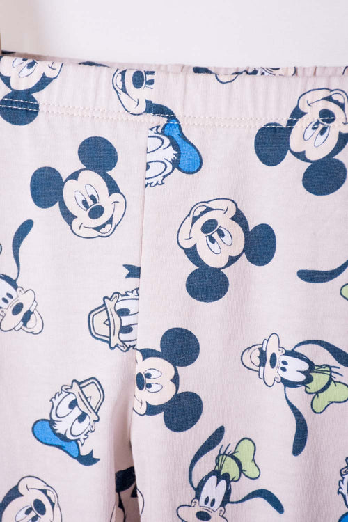 BOY'S DARK BLUE AND IVORY MICKEY MOUSE LONG PAJAMA SET 2T-5T