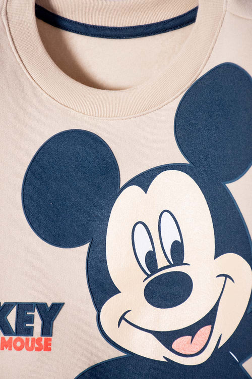 MICKEY MOUSE KHAKI SWEATSHIRT WITH FRONT PRINT FOR BOYS 2T TO 5T