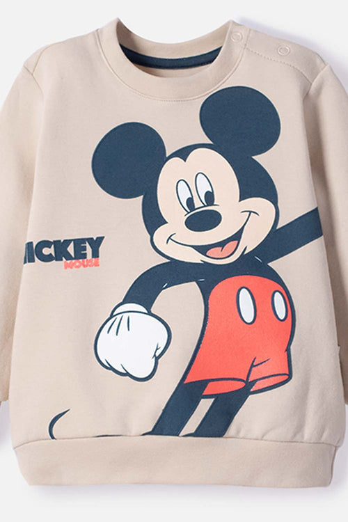 MICKEY MOUSE KHAKI SWEATSHIRT WITH FRONT PRINT FOR BOYS 2T TO 5T
