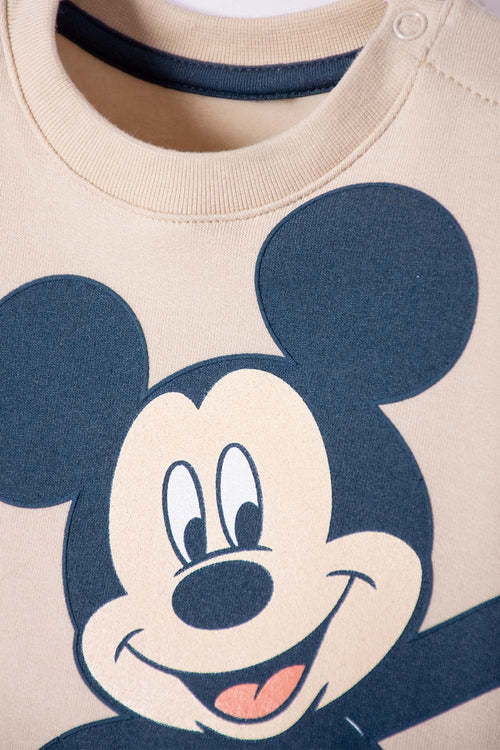 KHAKI MICKEY MOUSE PRINTED SWEATER FOR BABY BOY