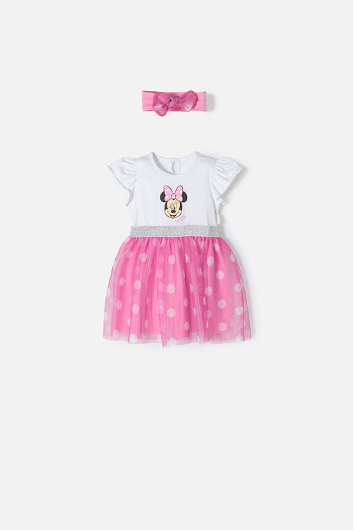 MINNIE MOUSE DRESS WITH MULTICOLOR BOLERO FOR BABY GIRLS