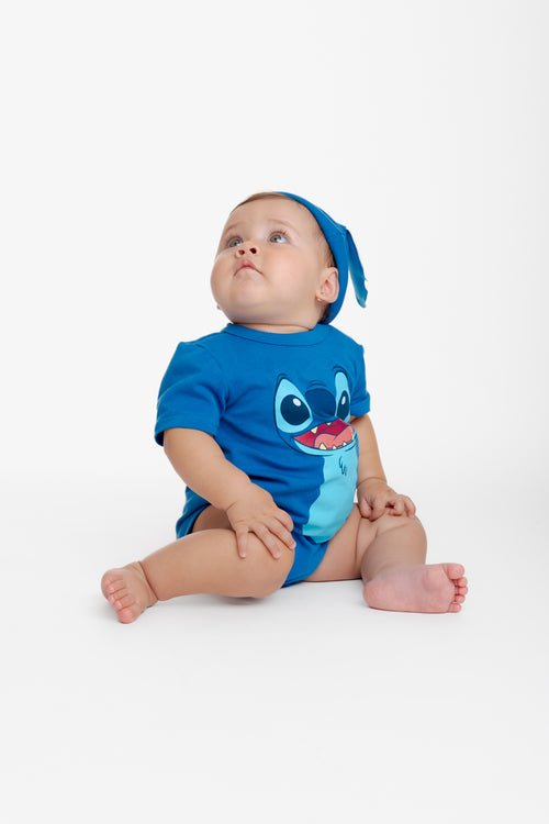 STITCH BODYSUIT WITH BLUE HAT FOR BABY GIRL