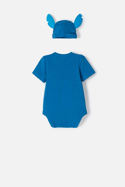 STITCH BODYSUIT WITH BLUE HAT FOR BABY GIRL