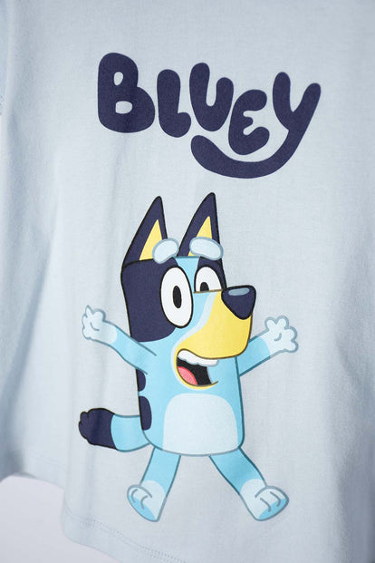 CAMISETA DE BLUEY CON CAPUCHA AZUL PARA NIÑA 2T A 6T