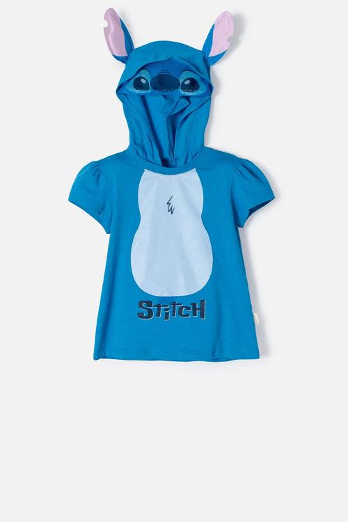 GIRL'S BLUE STITCH HOODED T-SHIRT 2T TO 5T