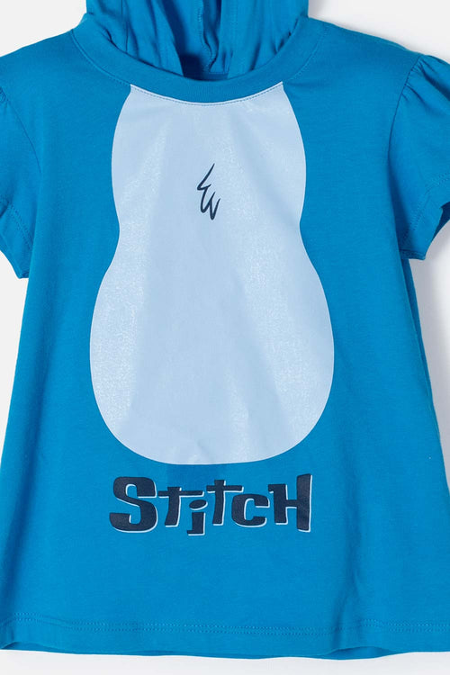 GIRL'S BLUE STITCH HOODED T-SHIRT 2T TO 5T