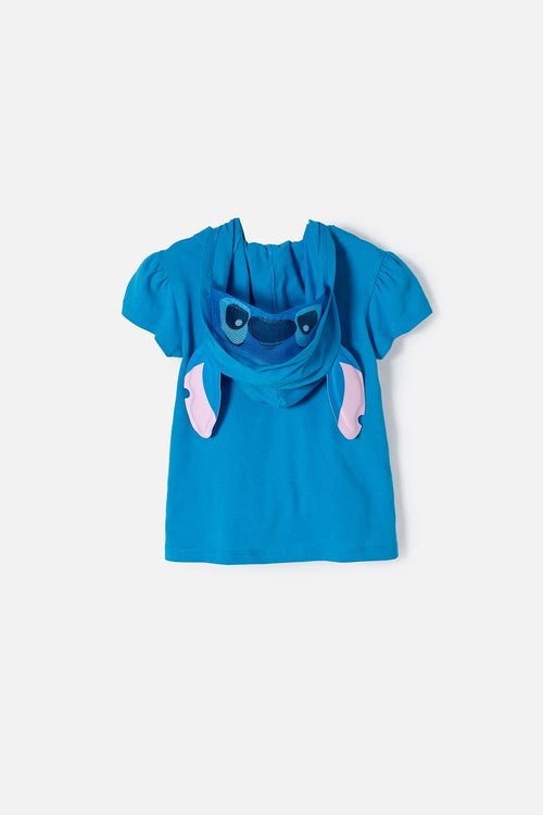 GIRL'S BLUE STITCH HOODED T-SHIRT 2T TO 5T