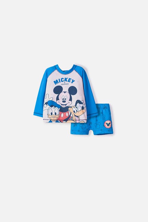 MICKEY MOUSE BLUE LONG-SLEEVED SWIM SET FOR BOYS 2T TO 5T