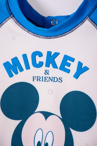 CONJUNTO DE BAÑO DE MICKEY MOUSE AZUL MANGA LARGA PARA NIÑO 2T A 5T