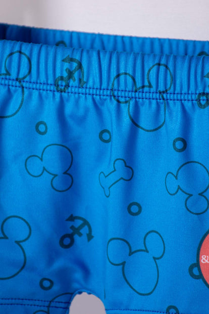 CONJUNTO DE BAÑO DE MICKEY MOUSE AZUL MANGA LARGA PARA NIÑO 2T A 5T